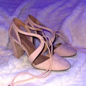 Nude Pink Heels With mesh detailing